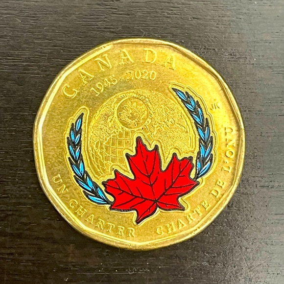 Canadian Loonie Un Charter 1945-2020 Rare Coin - Picture 2 of 3